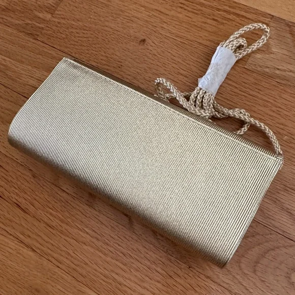 NWOT Gold Evening Bag Clutch Shoulder Bag - Picture 6 of 11